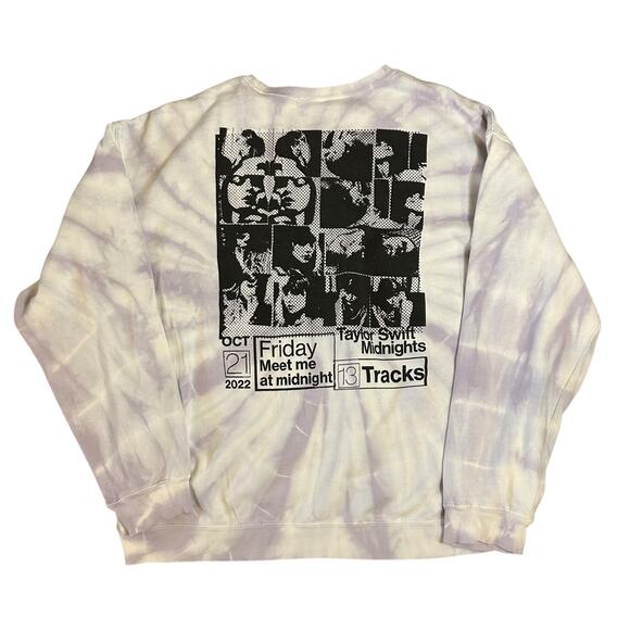 Taylor Swift Crewneck Sweatshirt Size 2XL Midnights Purple Tie Dye Swiftie - Picture 1 of 7